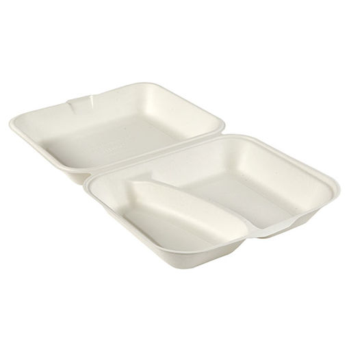 Picture of 10 x 8" Bagasse 2-Comp Clamshells (5x50)
