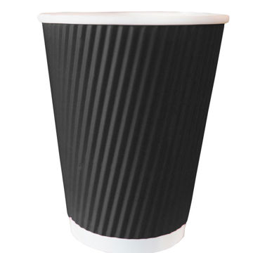 Picture of Edenware 12oz Tall Black Ripple Coffee Cups (500)