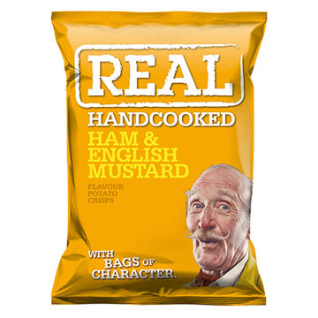 Picture of REAL Hand Cooked Ham & English Mustard Flavour Crisps (24x35g)