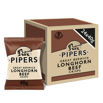Picture of Pipers Great Berwick Longhorn Beef Crisps (24x40g)