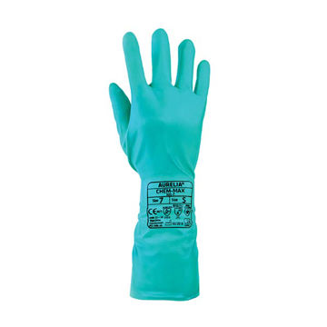 Picture of Aurelia Chem Max XLarge Green Flocked Lined Nitrile Gauntlet (144x1pairs)