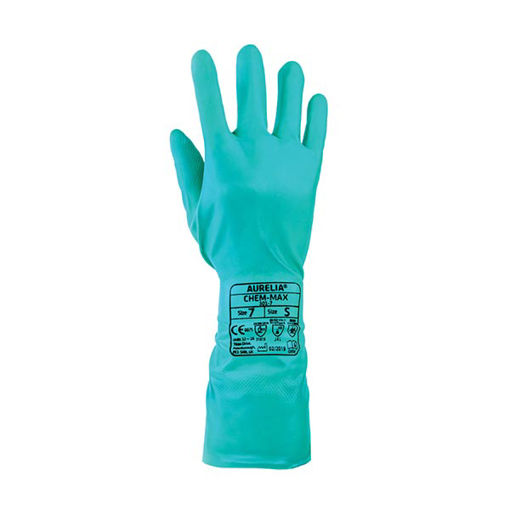 Picture of Aurelia Chem Max Medium Green Flocked Lined Nitrile Gauntlet (144x1pairs)