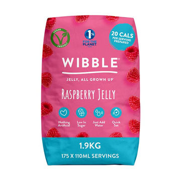 Picture of Wibble Raspberry Vegan Flavour Jelly Crystals (4x1.9kg)