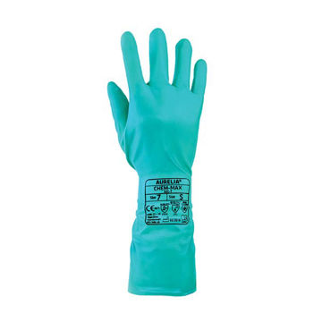 Picture of Aurelia Chem Max Large Green Flocked Lined Nitrile Gauntlet (12x12pairs)