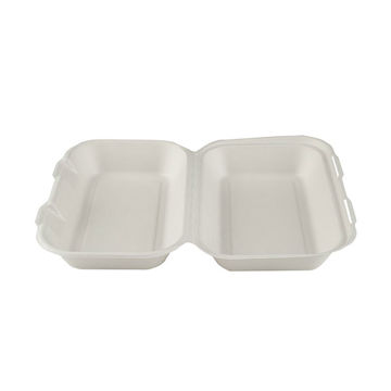 Picture of Enviroware 9" x 6" Large White Bagasse Clamshells (250)